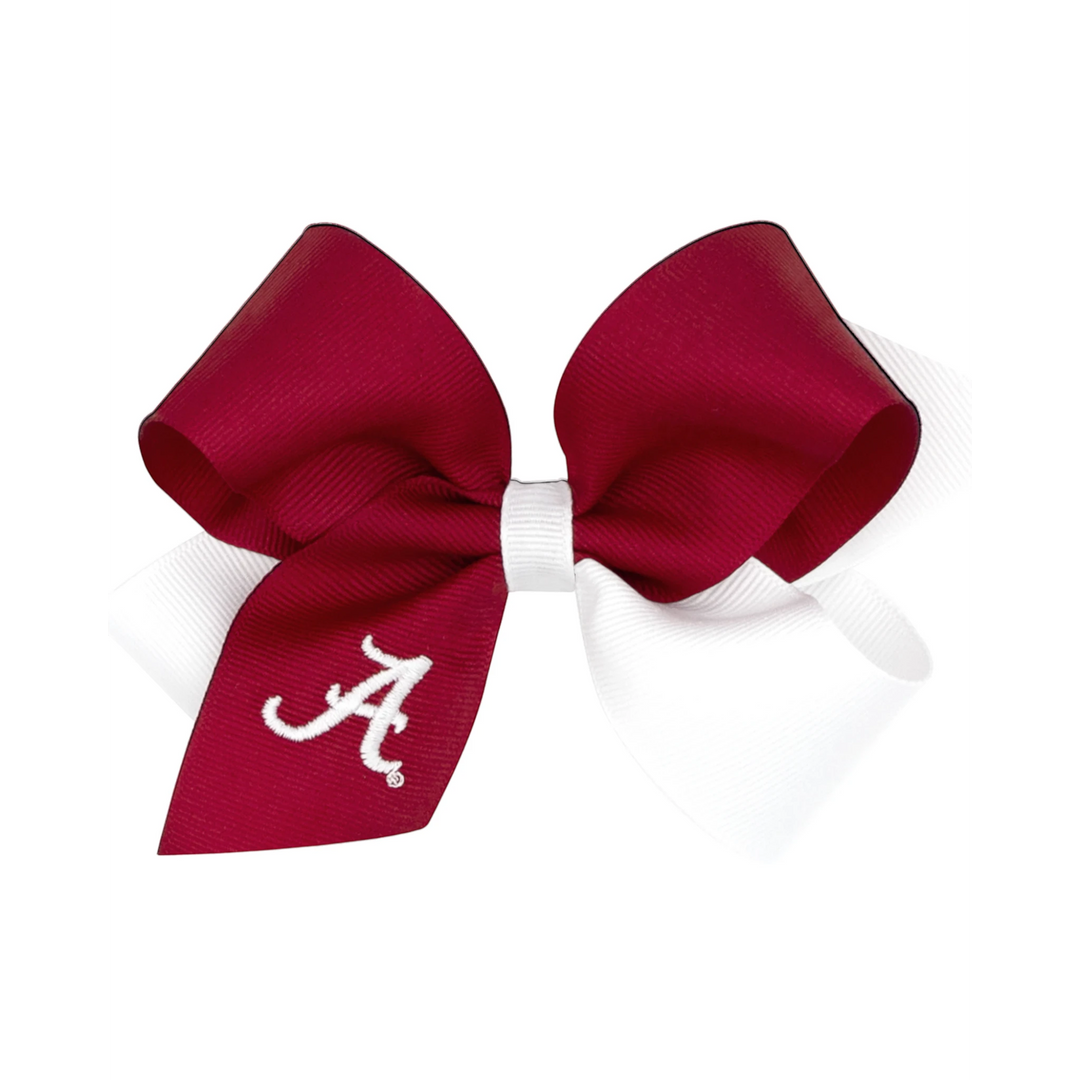 Medium Two-tone Collegiate Embroidered Grosgrain Hair Bow: ALABAMA