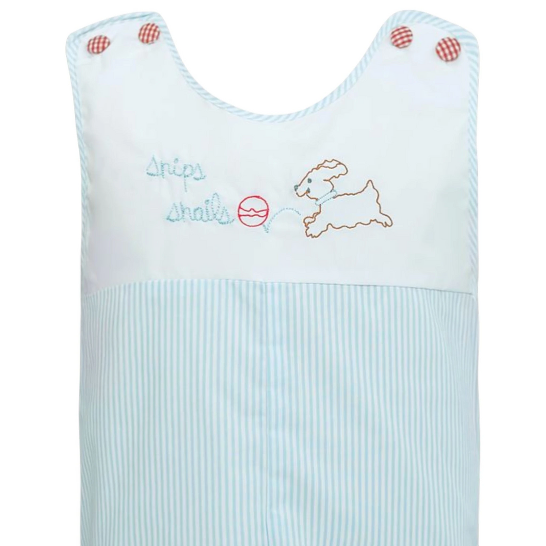 Mikey Snips &amp; Snails Embroidered Blue Boys Jon Jon