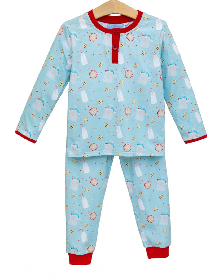 Children's pajama set with penguin pattern on a white background