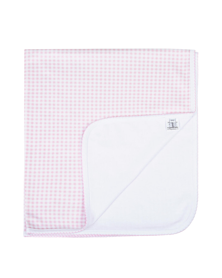 Mini Checks Pink Receiving Blanket, that store, front