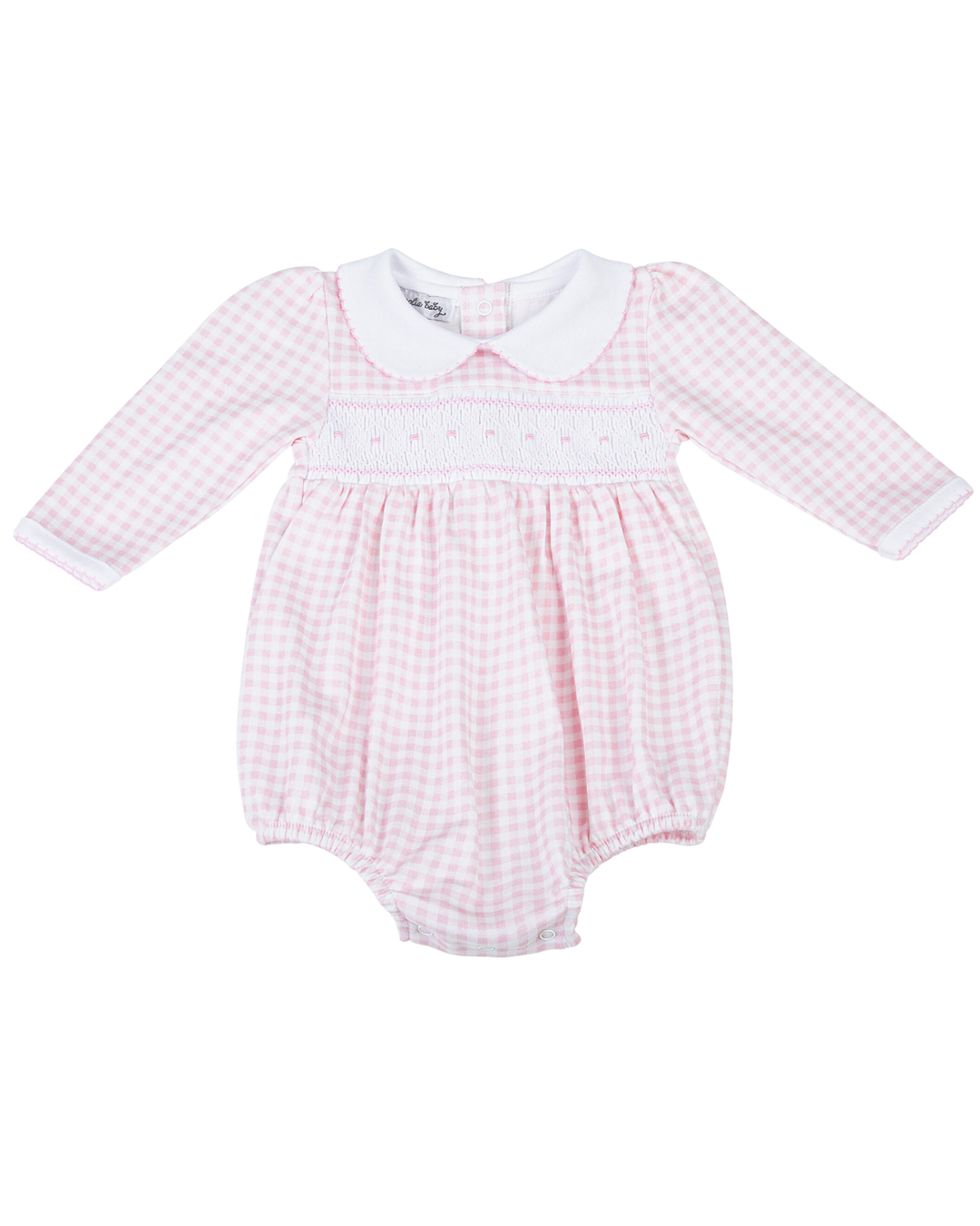 Mini Checks Pink Smocked Collared L/S Girl Bubble, that store, front