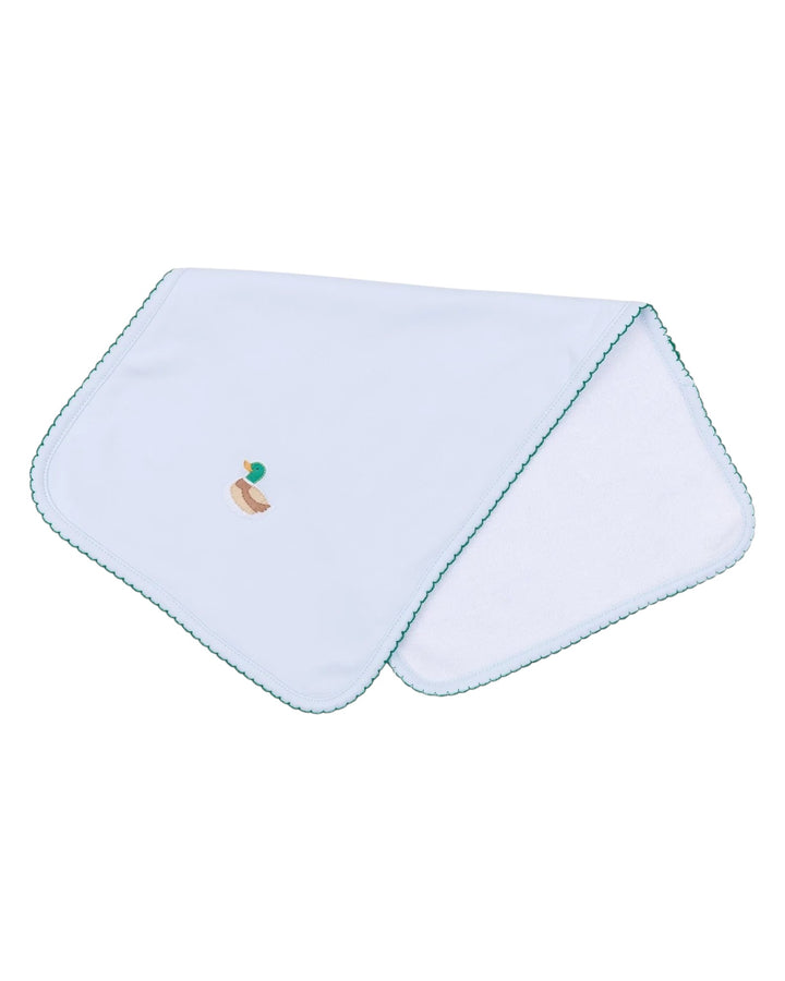 Mini Mallard Light Blue Emb Burp Cloth