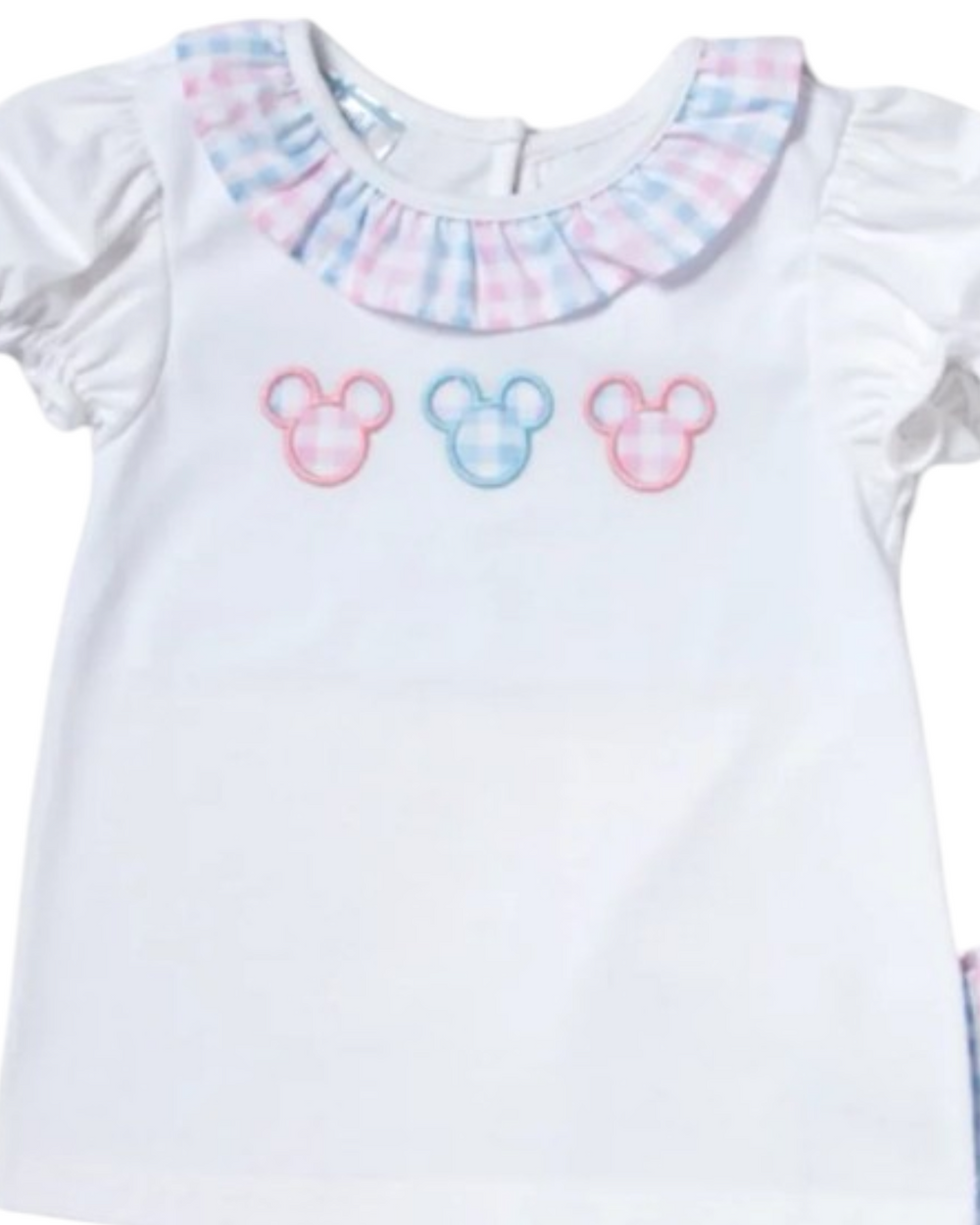 Mouse Pastel Pink and Blue Plaid Girls Bloomer Set, That Store, top