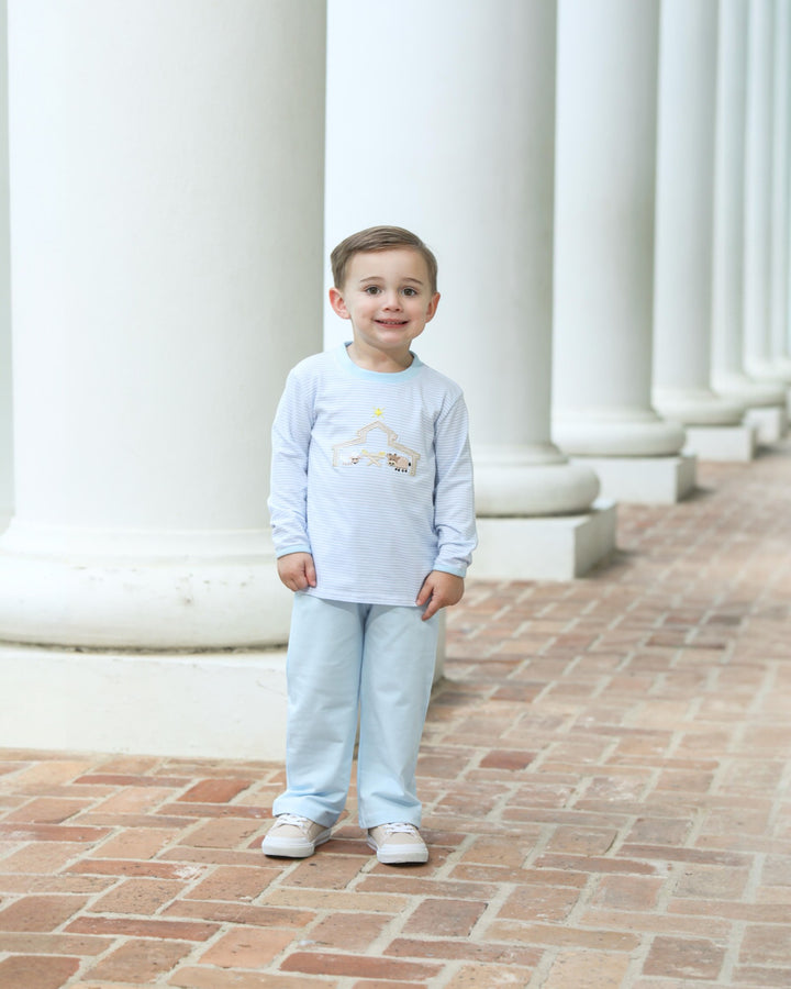 Nativity Blue Stripe Boys Pant Set