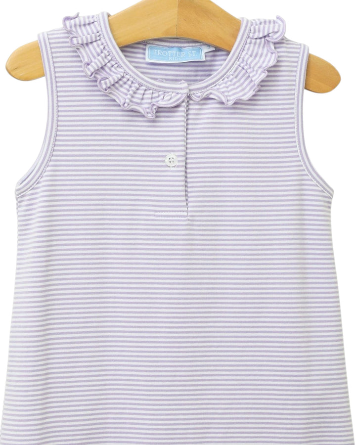 Nora Lavender Stripe Dress, Shop That Store, close up