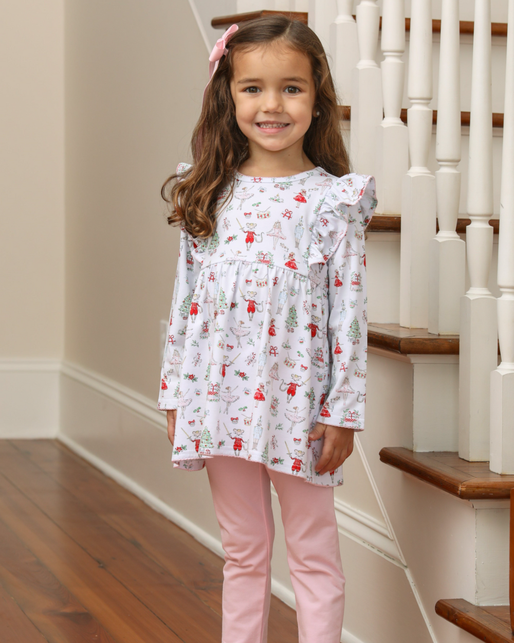 Nutcracker Ballet Pink Girls Ruffle Pants Set, child