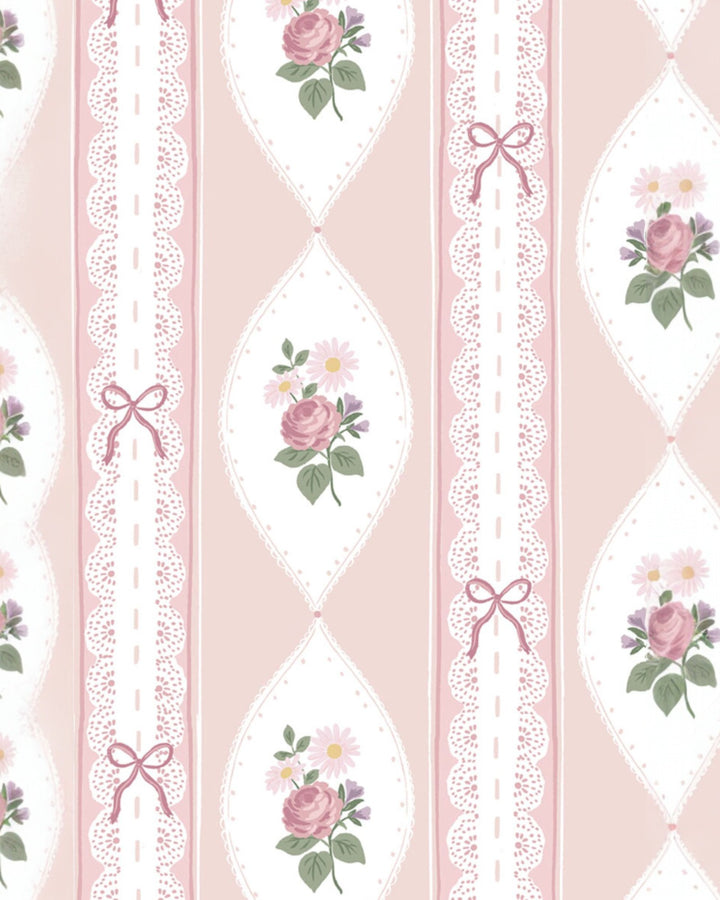 Ogee Lace Pink Floral  2 Way Ruffle Zipper Footie, That Store, fabric