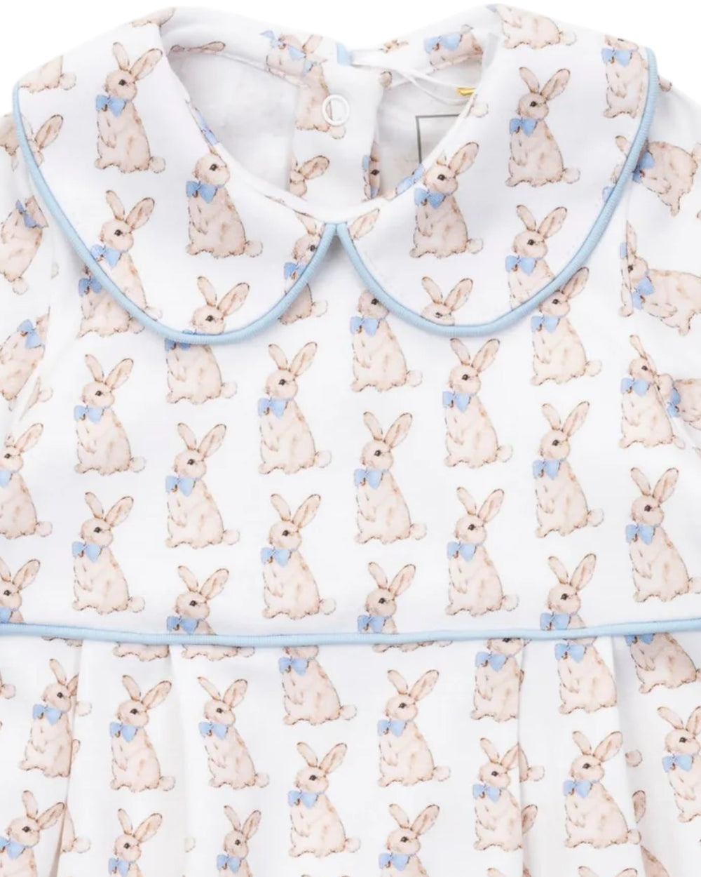Baby outfit with bunny pattern on a white background
