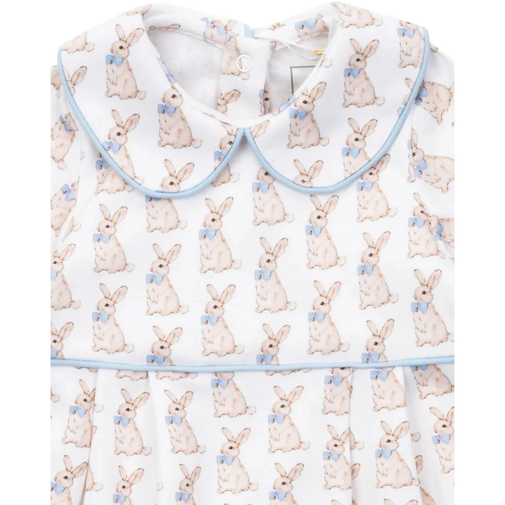 Baby outfit with bunny pattern on a white background