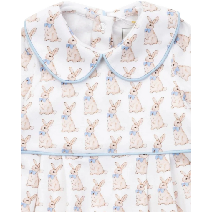 Baby outfit with bunny pattern on a white background