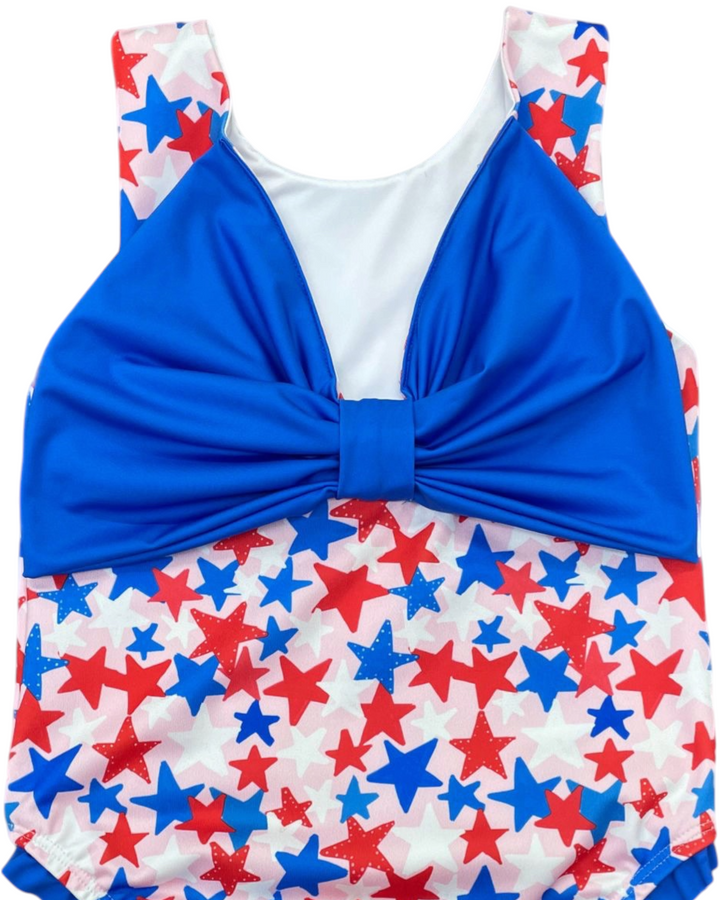 Patriotic Stars Lottie Girls One Piece Swim, That Store, top