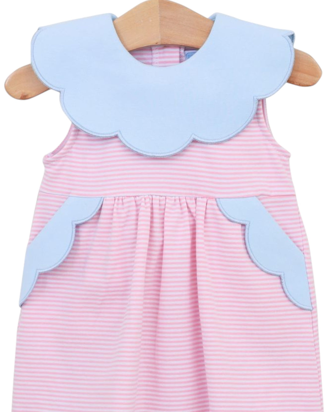 Penelope Bloomer Set- Light Pink Stripe/Light Blue, Shop That Store, close up