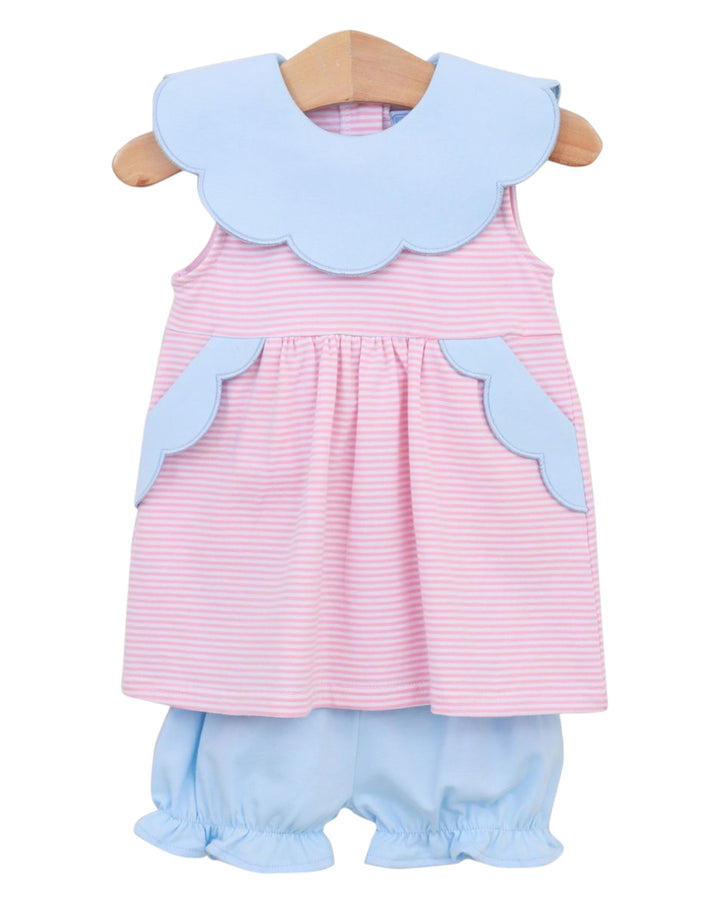 Penelope Bloomer Set- Light Pink Stripe/Light Blue, Shop That Store, front