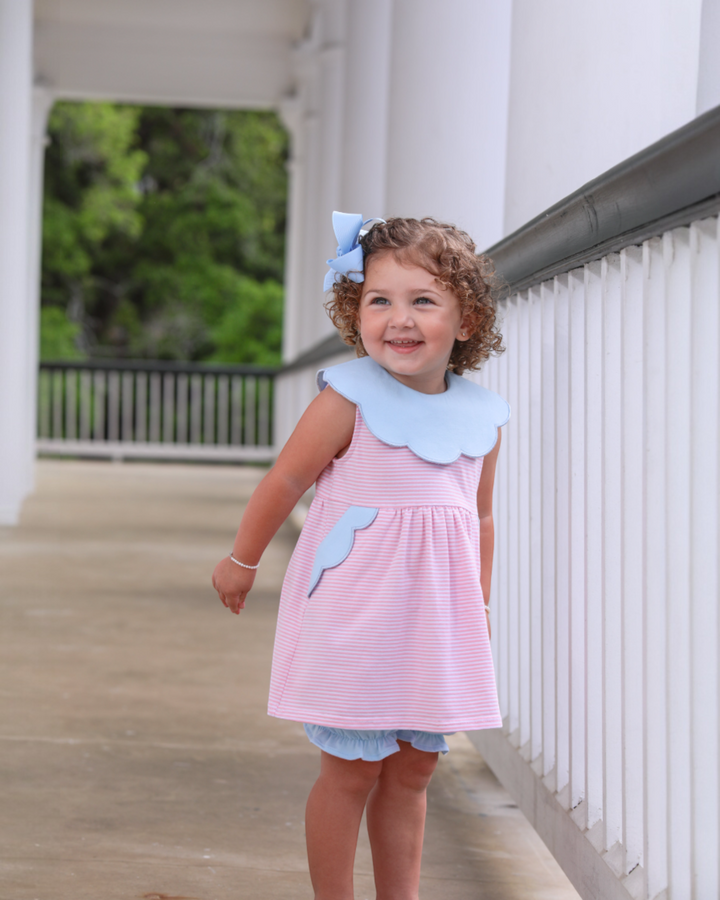 Penelope Bloomer Set- Light Pink Stripe/Light Blue, That Store, child