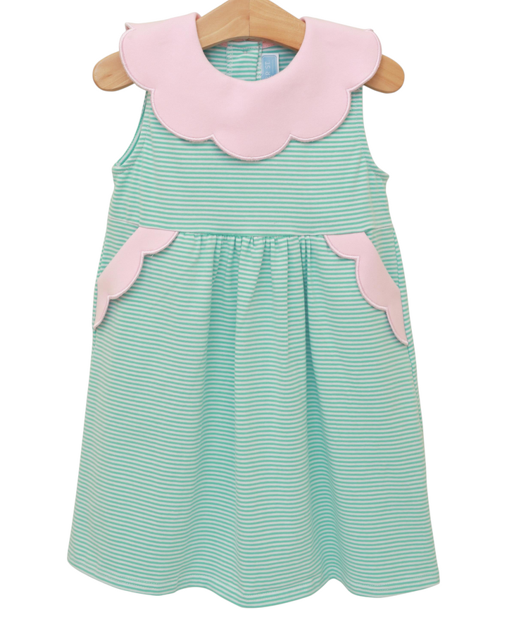 Penelope Dress- Mint Stripe/Light Pink, that store, front