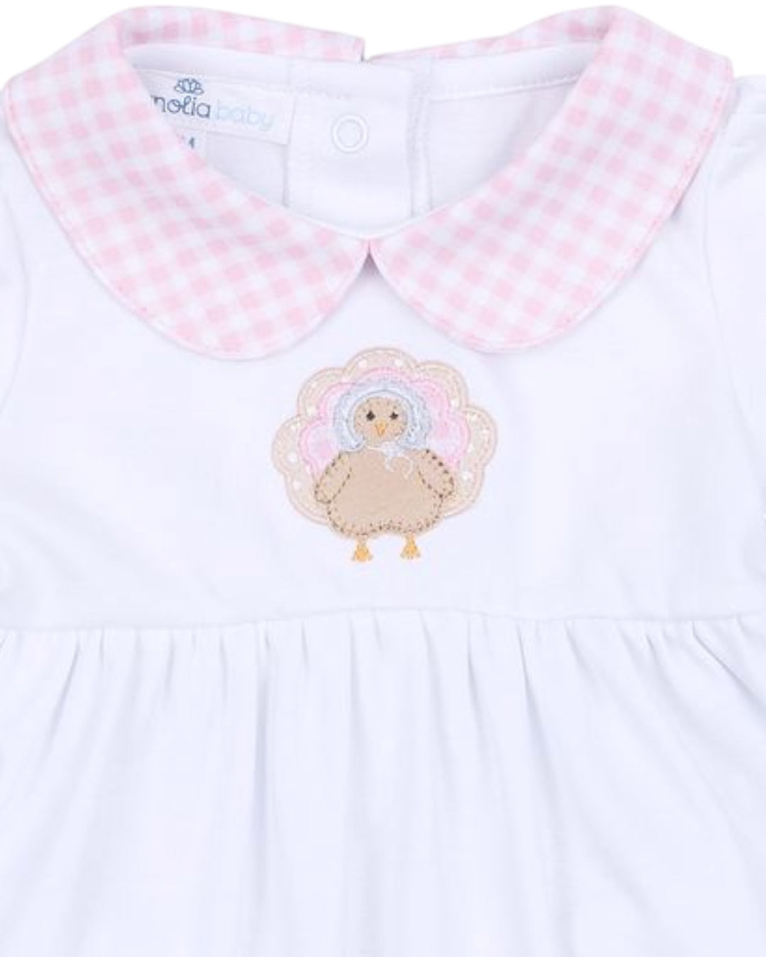 Pilgrim Pals Applique Pink Collared L/S Dress Set, That Store, close