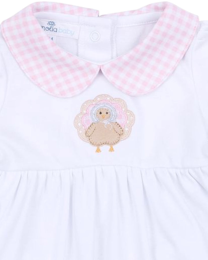 Pilgrim Pals Applique Pink Collared L/S Dress Set, That Store, close