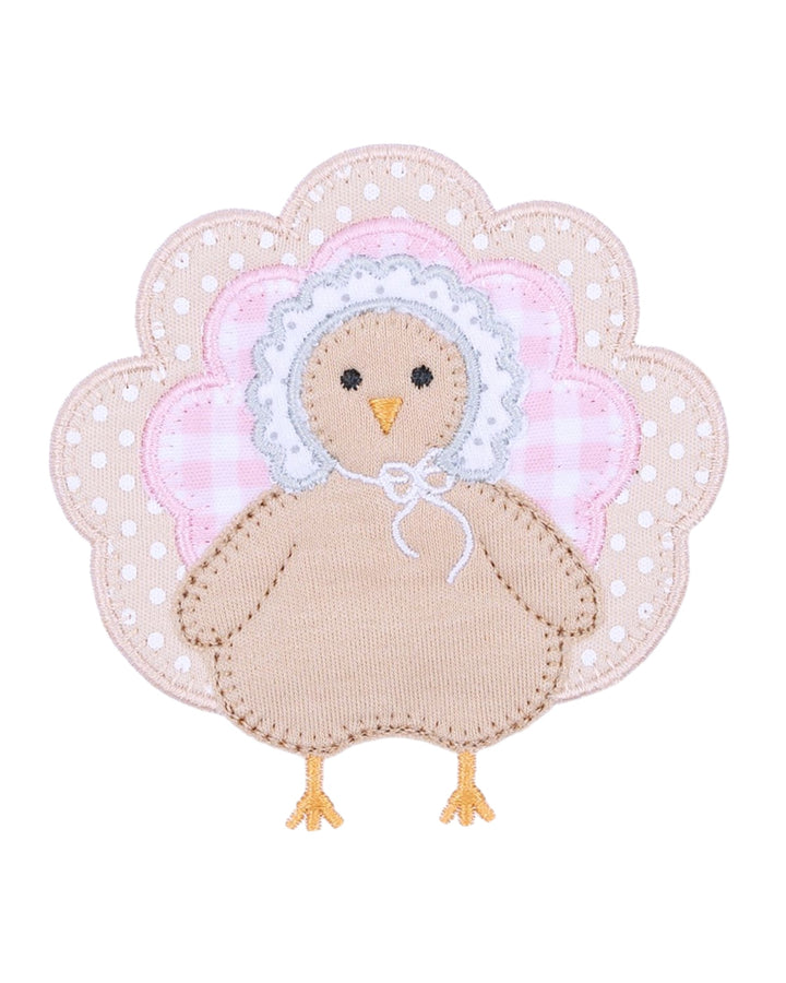 Pilgrim Pals Applique Pink Collared L/S Dress Set, That Store, close up
