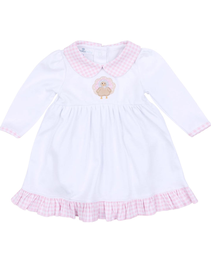 Pilgrim Pals Applique Pink Collared L/S Dress Set, That Store, front