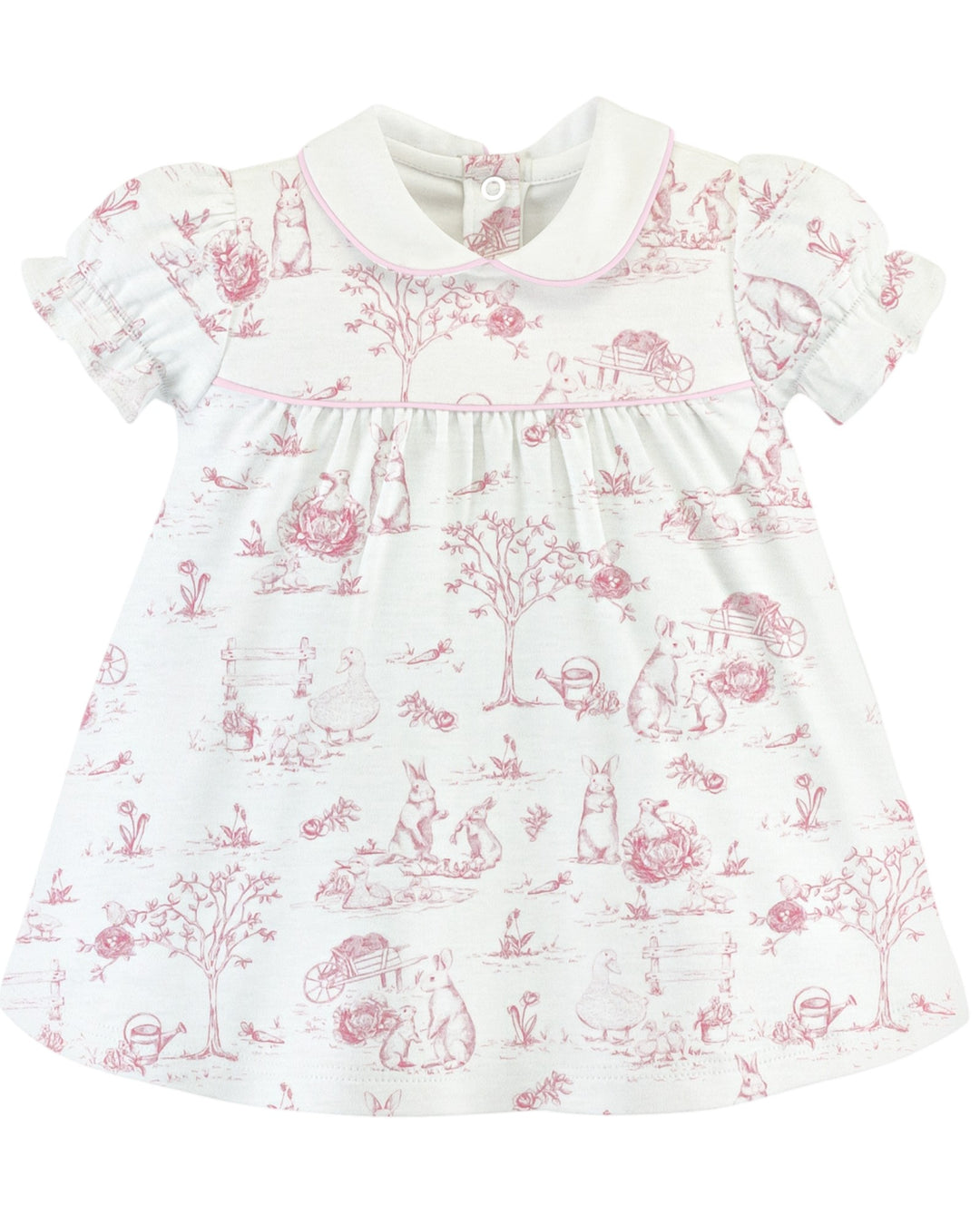 Pink Toile Bunnies Printed Girls Diaper Set, That Store, close