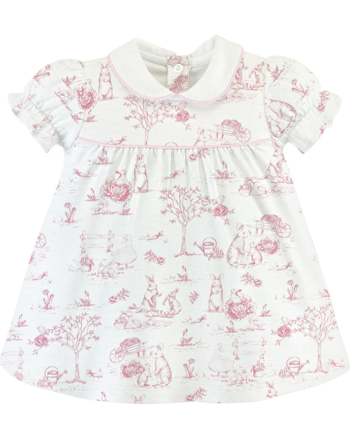 Pink Toile Bunnies Printed Girls Diaper Set, That Store, close