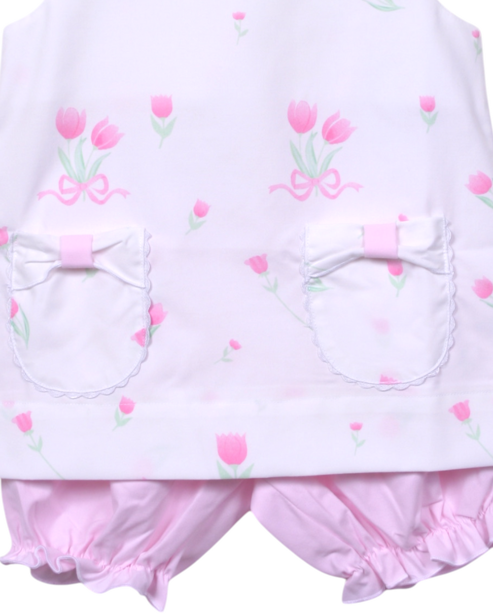 Pink Tulip & Bows Print Girls Bloomer Set, That Store, close