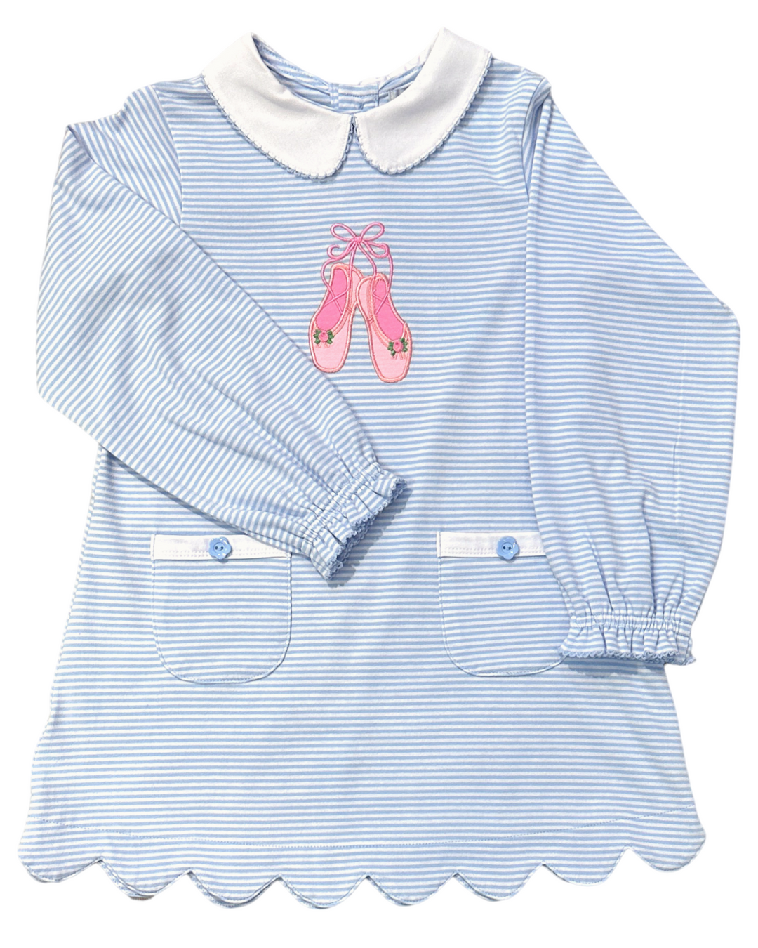 Pointe Shoes Applique Blue Stripe Dress, Shop That Store, front