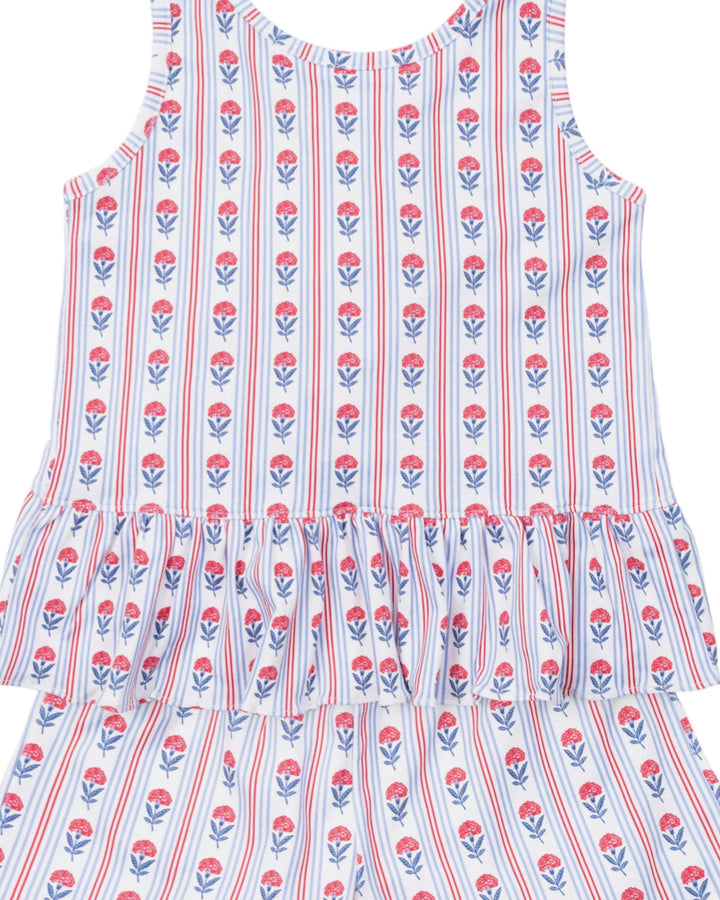 Sleeveless dress with floral pattern on a white background
