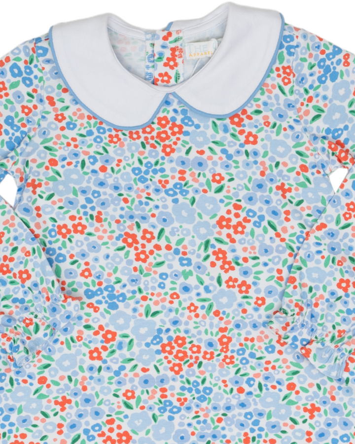 Presley Kait Blue Floral Knit A-line Dress, close up, That Store