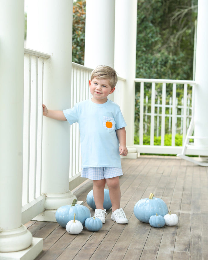 Pumpkin Blue Check Boys Short Set
