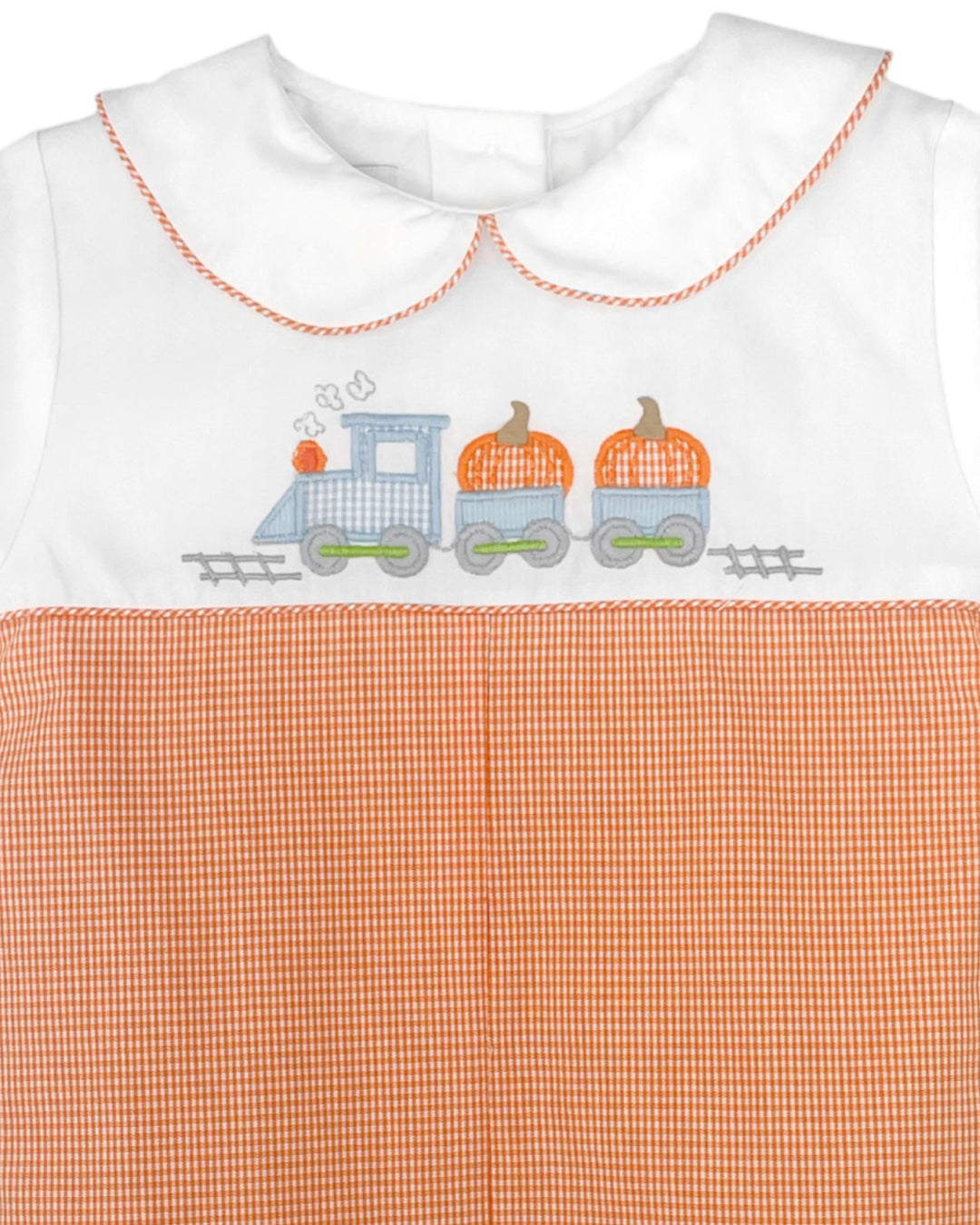 Pumpkin Train Orange Check Romper