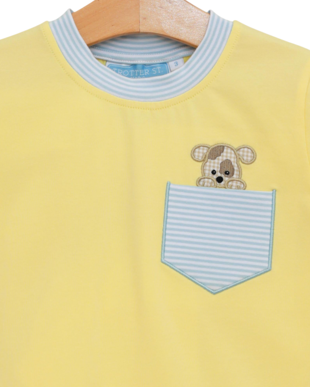Puppy Paws Appliqué Boys Yellow/Blue Stripe Short Set *PRE-ORDER