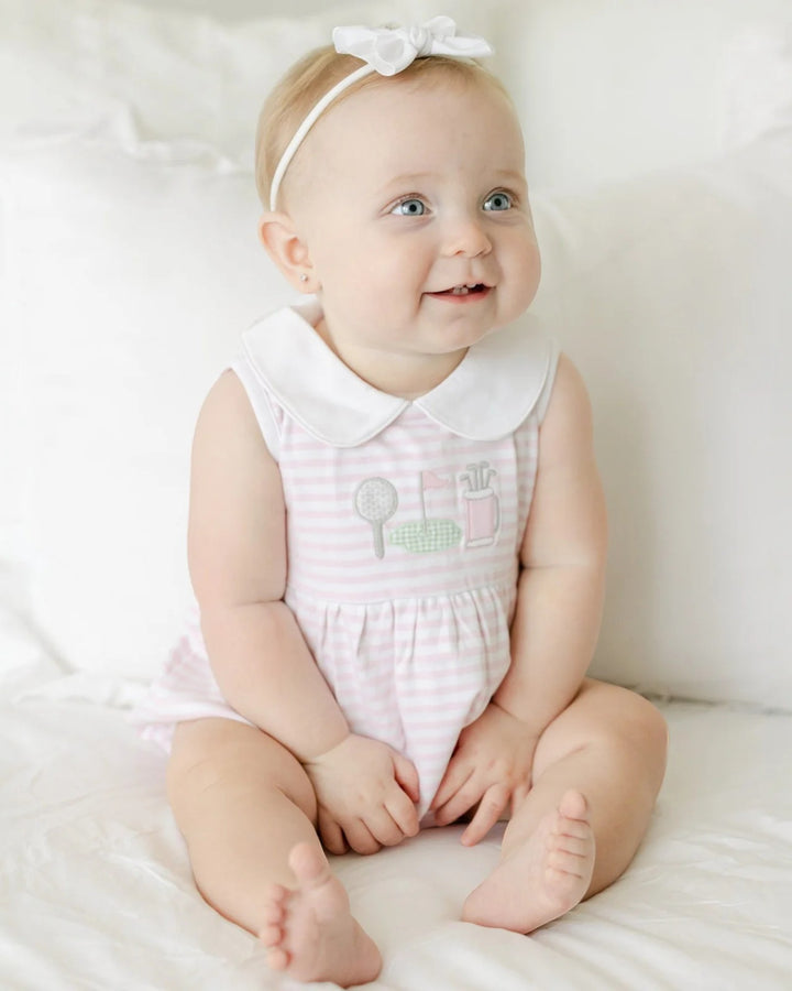 Putting Green Applique Collared Bubble - Pink