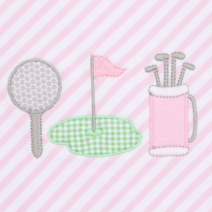 Putting Green Applique Collared Dress - Pink, That Store, applique