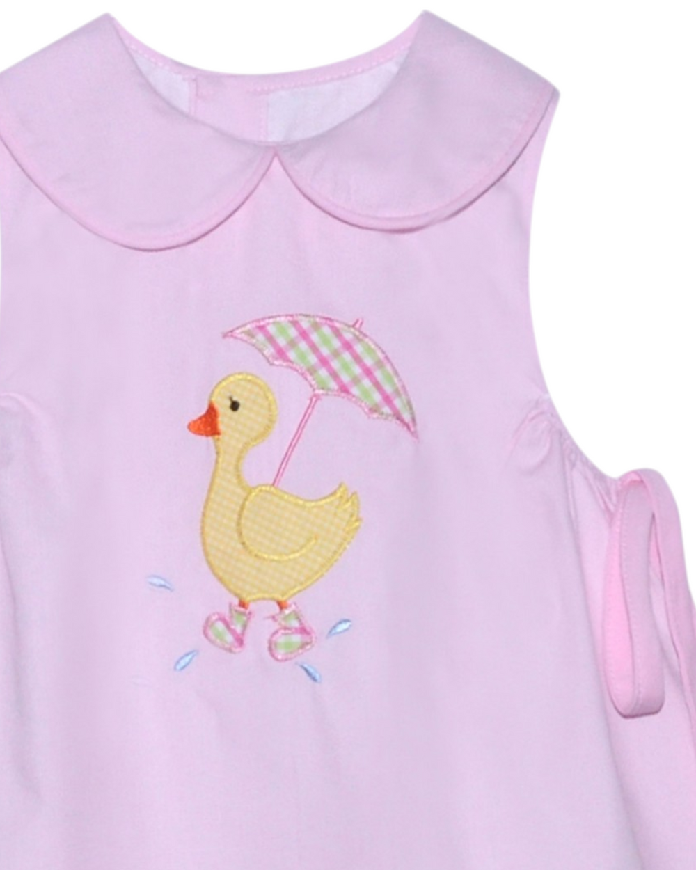Rainy Duck Applique Pink Girls Dress, That Store, close up