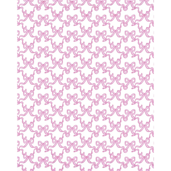 Pattern of pink bows on a white background