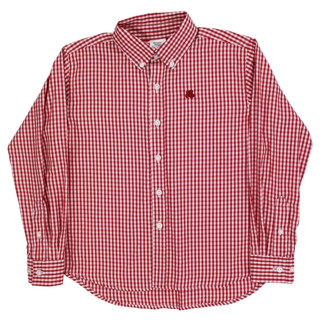 Red and white checkered shirt on a white background, that store, front