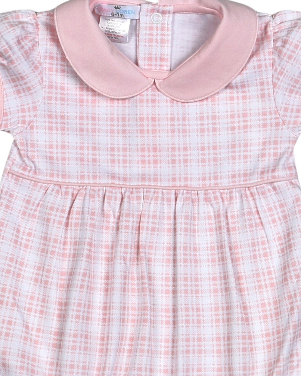 Rossy Pink Plaid Pima Girls Bubble, That Store, close up