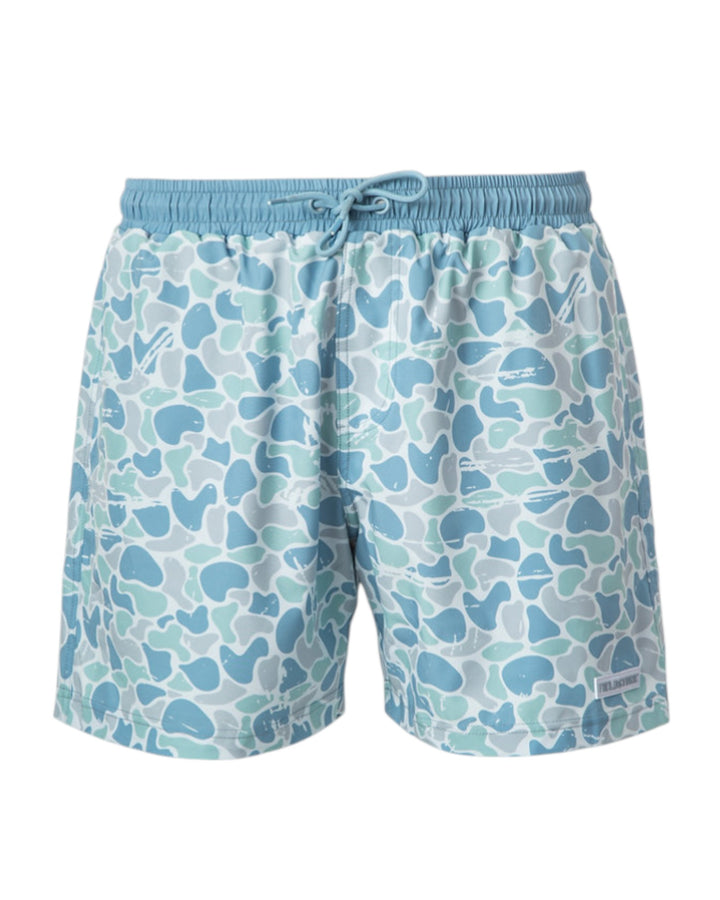 Saltwater Boys Swim Trunks: Blue Camo