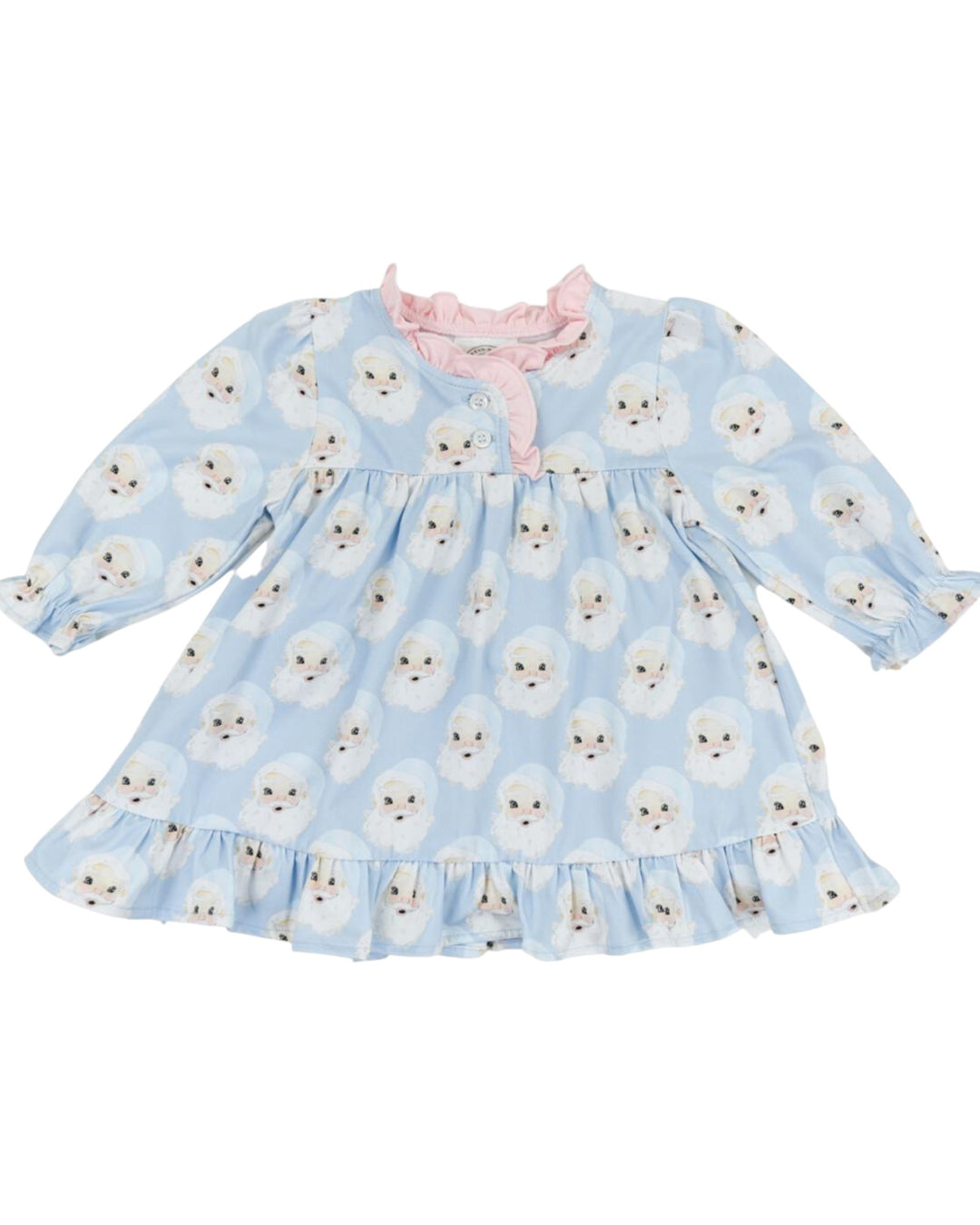 Children's dress with dog pattern on a light blue background