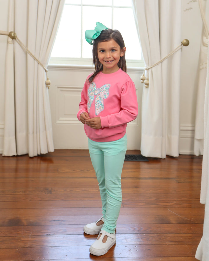 Scallop Girls Leggings- Mint