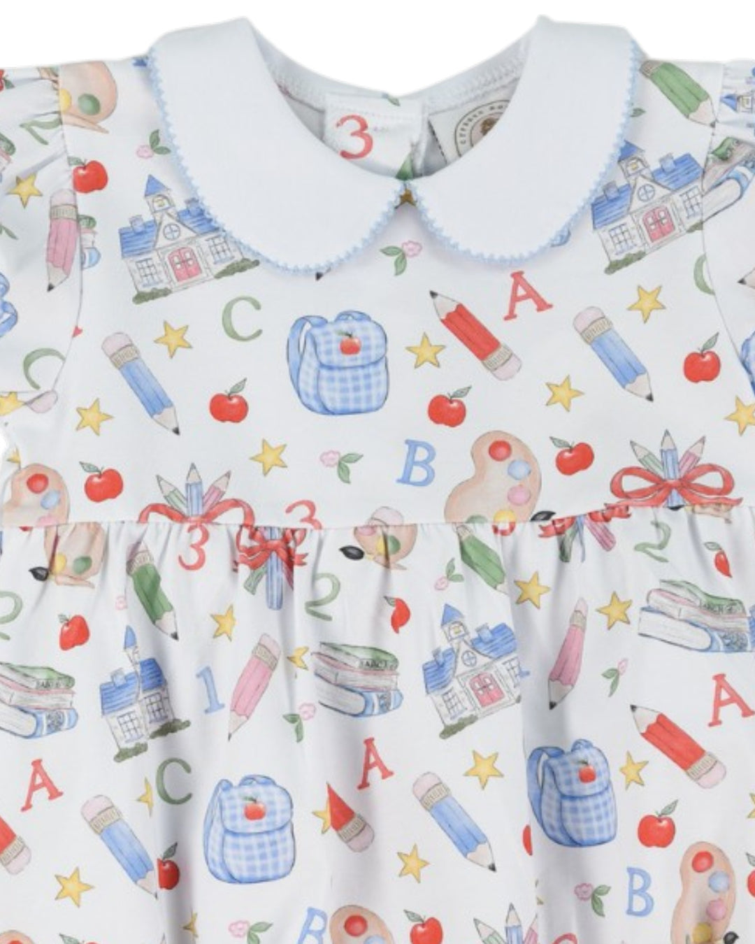 Children's dress with educational pattern on a white background