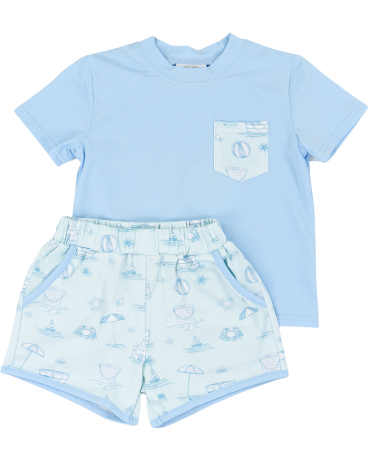 Seacrest Boys Play Blue Pocket Short Set, That Store, front