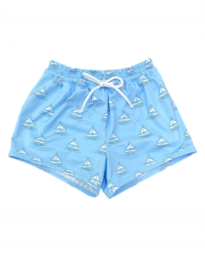 Set Sail James Sailboat Boys Blue Swim Trunk , Shop That Store, front