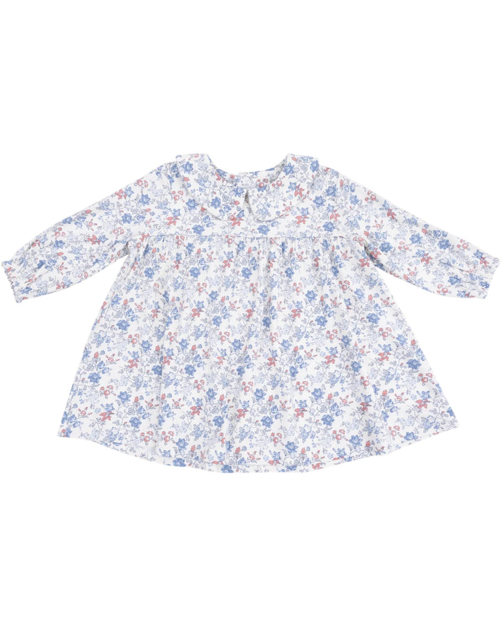 Simple Long Sleeve Peter Pan Collar Dress + Diaper Cover: Country Girl Floral