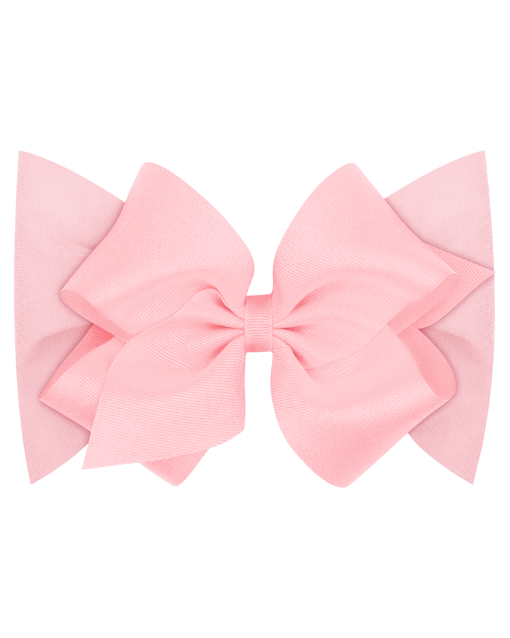 Small King Grosgrain Bow Matching Cotton Jersey Baby Headband, light pink