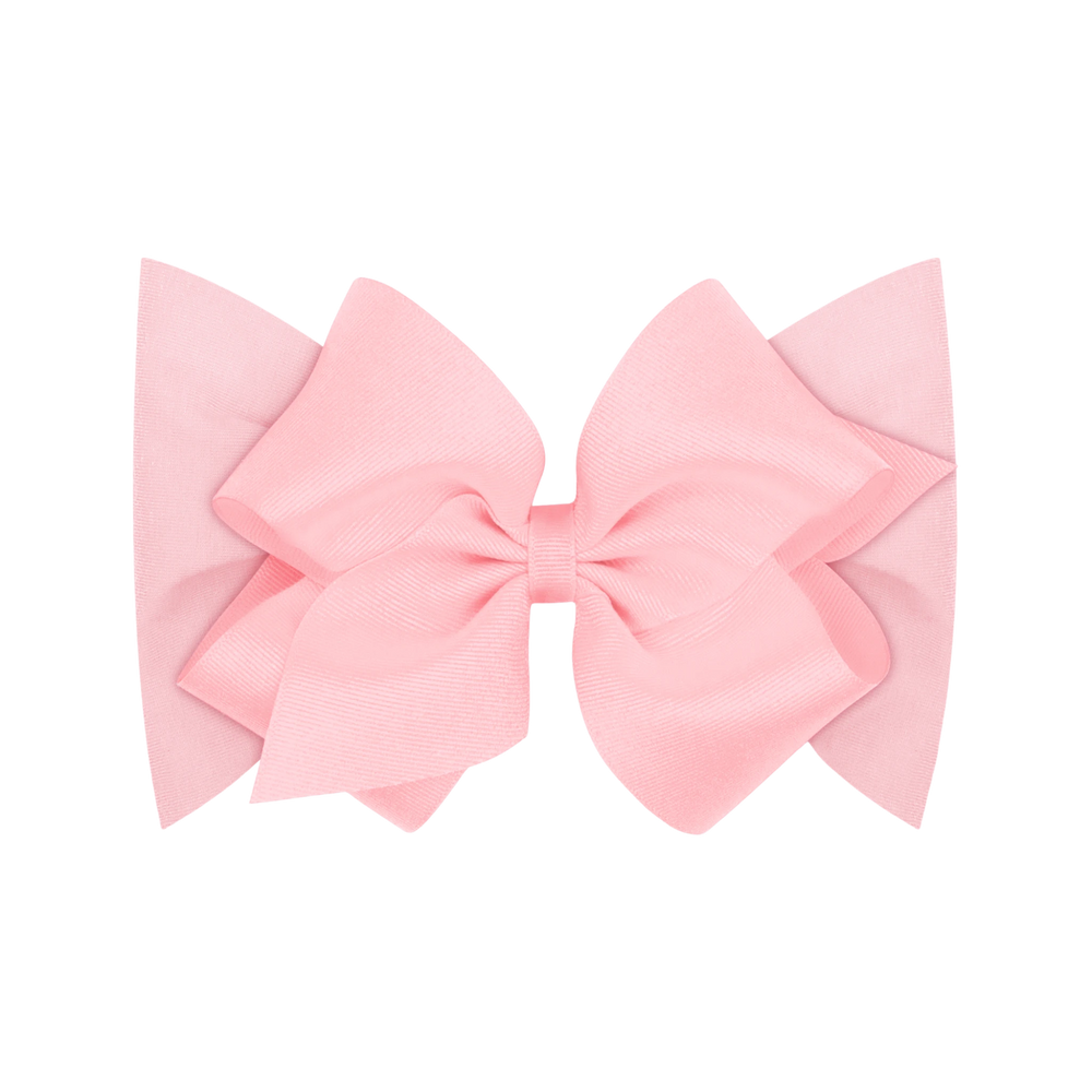 Small King Grosgrain Bow Matching Cotton Jersey Baby Headband, light pink