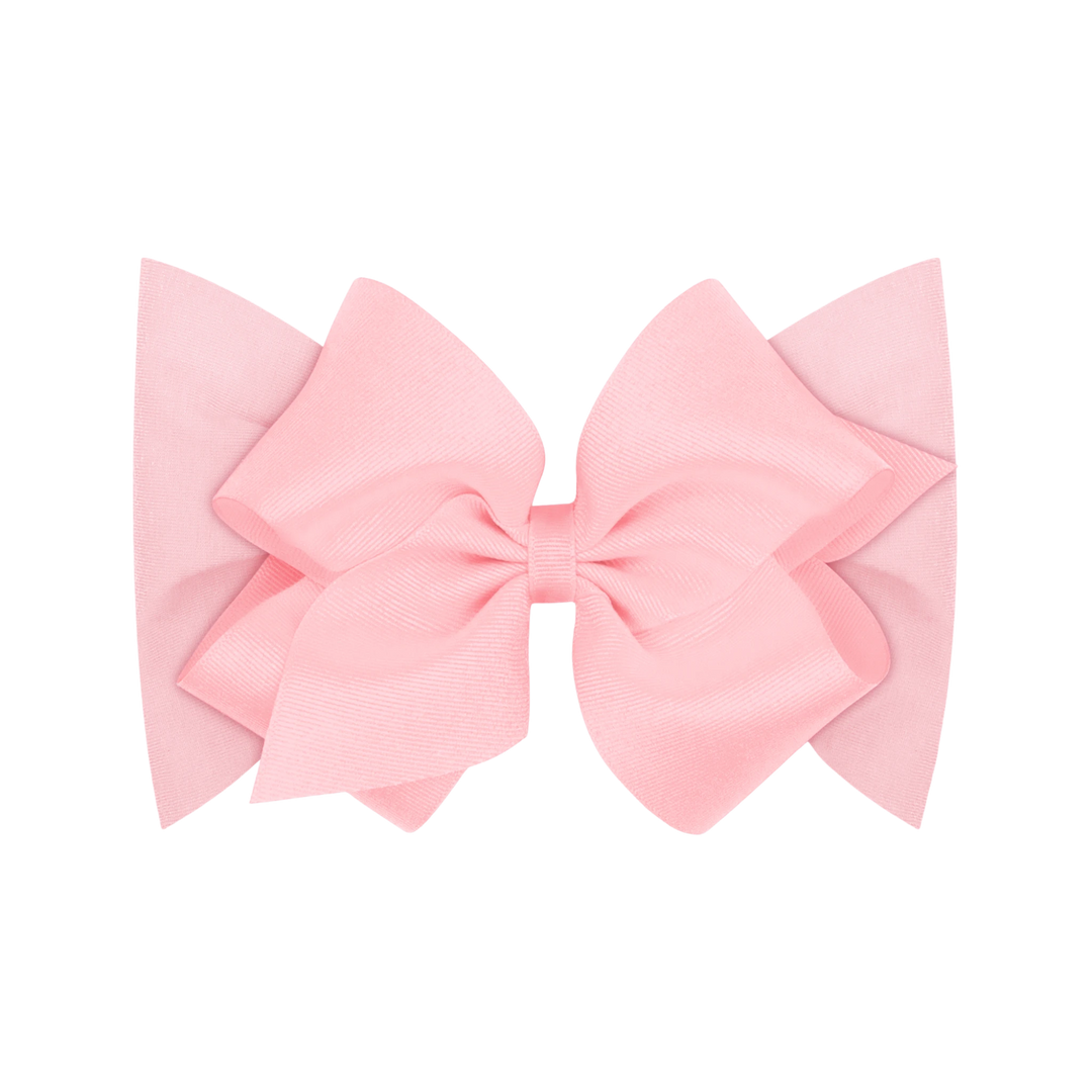 Small King Grosgrain Bow Matching Cotton Jersey Baby Headband, light pink