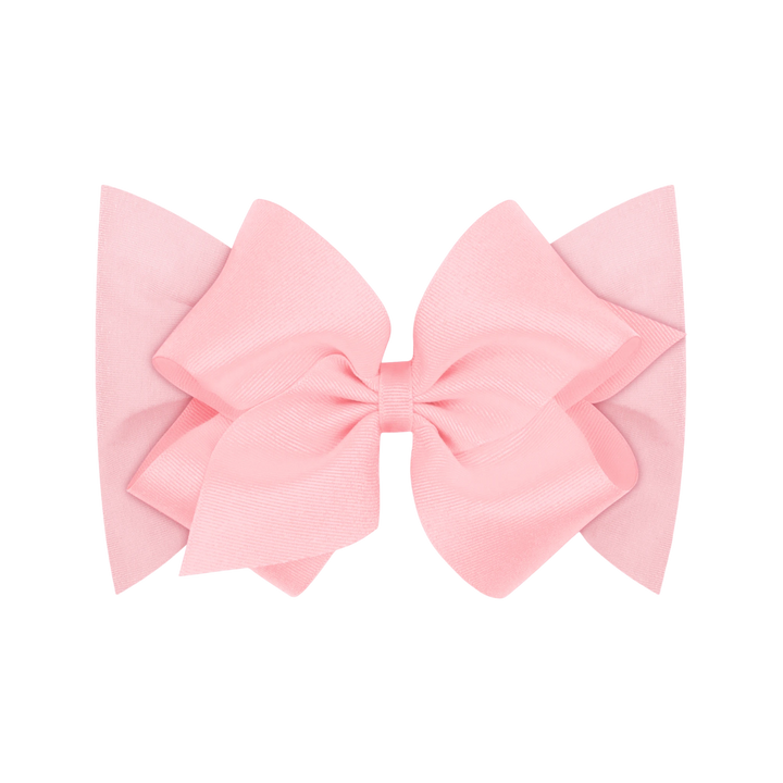 Small King Grosgrain Bow Matching Cotton Jersey Baby Headband, light pink