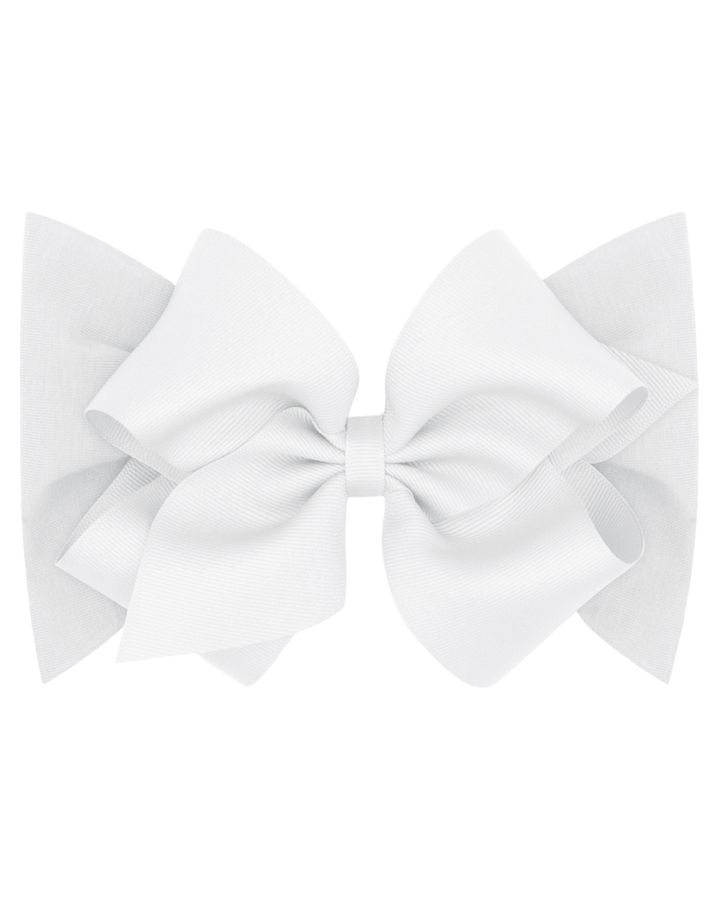 Small King Grosgrain Bow Matching Cotton Jersey Baby Headband, white